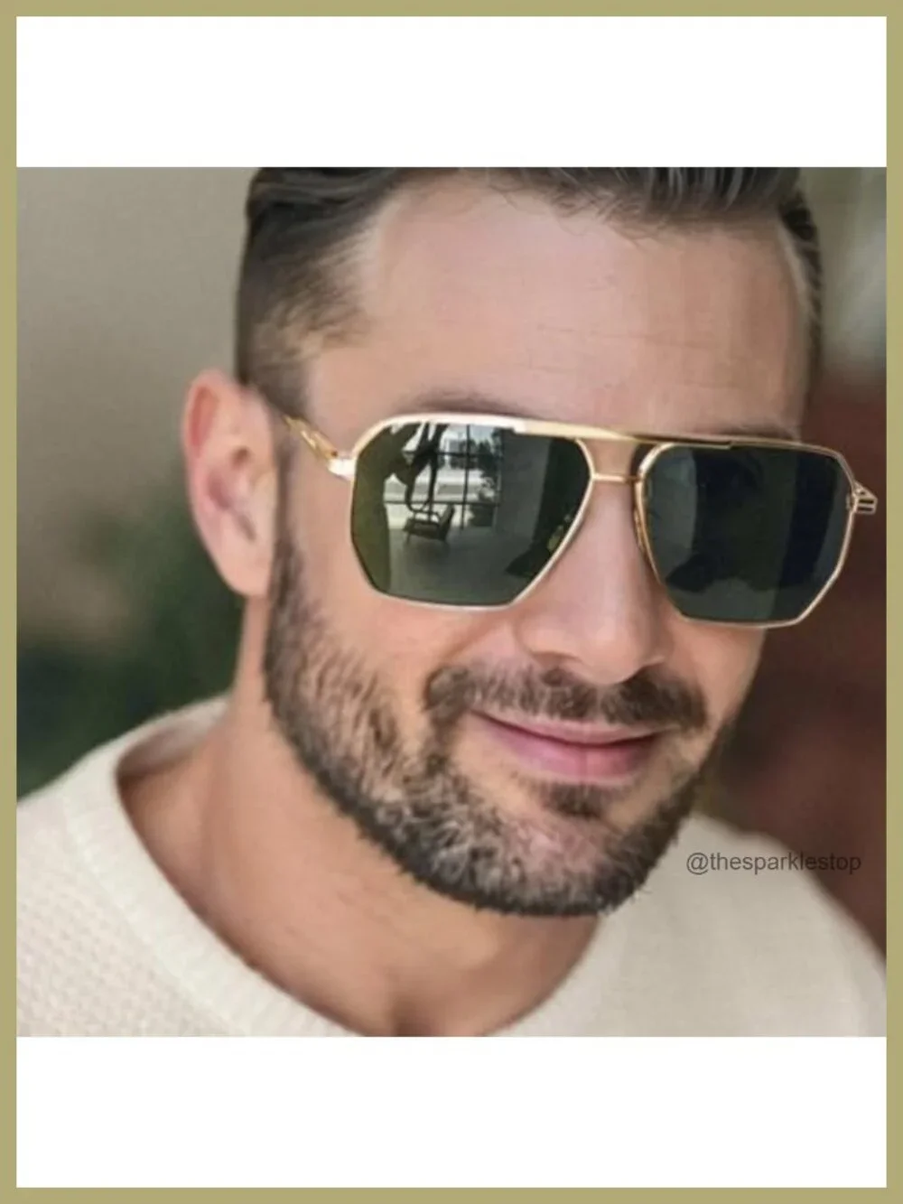Retro Oversized Square Sunglasses UV400 Protection Metal Frame